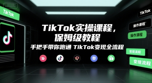 TikTok实操课程，保姆级教程，手把手带你跑通TikTok变现全流程-润泽资源库