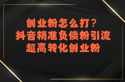 创业粉怎么打？抖音精准负债粉引流，超高转化创业粉-润泽资源库