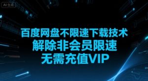 百度网盘不限速下载技术，解除非会员限速，无需充值VIP-润泽资源库
