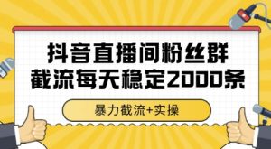 抖音直播间粉丝群截流，稳定采集数据全行业通用 2000条数据一天【揭秘】-润泽资源库