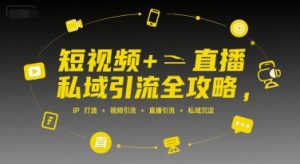 短视频+直播私域引流全攻略,IP打造 +视频引流 +直播引流 +私域沉淀-润泽资源库