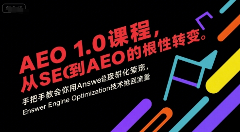 AEO 1.0 课程，从SEO到AE0的基命性转变，手把手教会你用AnswerEngineOptimization技术抢回流量-润泽资源库