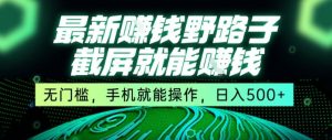 最新野路子截屏就能挣钱，无门槛，手机就能操作，日入5张【揭秘】-润泽资源库