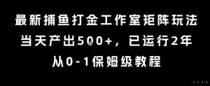 最新捕鱼打金工作室矩阵玩法，当天产出5张+，已运行2年，从0-1保姆级教程【揭秘】-润泽资源库