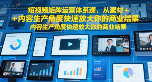 短视频矩阵运营体系课，从素材+内容生产角度快速放大你的商业结果-润泽资源库