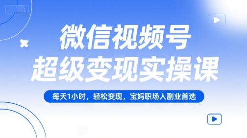 微信视频号超级变现实操课，每天1小时，轻松变现，宝妈职场人副业首选-润泽资源库
