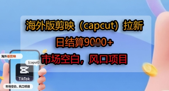 海外版剪映(capcut)拉新，日结算1k+，市场空白，风口项目-润泽资源库
