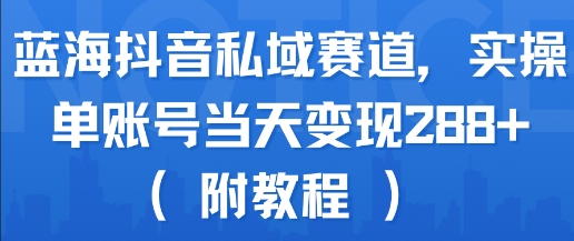 蓝海抖音私域赛道，实操单账号当天变现288+(附教程)-润泽资源库