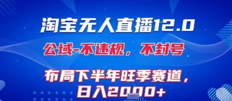 淘宝无人直播12.0，不封号，不违规，布局下半年旺季赛道，日入1k+(独家技术)【揭秘】-润泽资源库