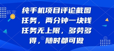 纯手机项目评论截图任务，两分钟一块钱 任务无上限多劳多得，随时随地都能做【揭秘】-润泽资源库