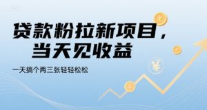 贷款粉拉新项目,当天见收益,一天搞个两三张轻轻松松【揭秘】-润泽资源库