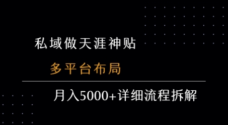 私域做天涯神贴 多平台布局 月入5k+详细流程拆解-润泽资源库