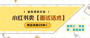 小红书虚拟项目掘金,卖面试话术资料,单店纯利20W+(附爆款笔记制作方法)-润泽资源库