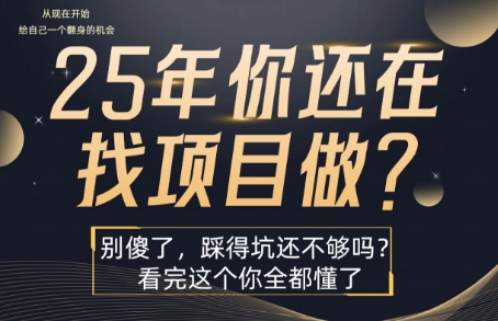 25年，你还在疯狂的找项目吗？别傻了，看完这个你都懂了【揭秘】-润泽资源库