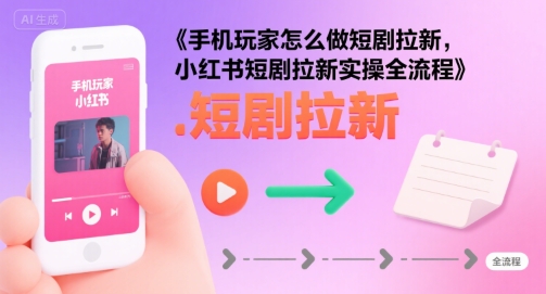 手机玩家怎么做短剧拉新，小红书短剧拉新实操全流程-润泽资源库