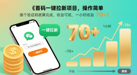 首码一键拉新项目，操作简单，接个验证码就算完成，收益可观， 一小时收益70+【揭秘】-润泽资源库