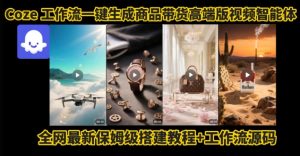 电商人的福音!Coze工作流一键生成”商品带货视频高端版“实操教程,全程保姆级搭建教学教程-润泽资源库