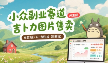 小众副业赛道 吉卜力图片售卖 单日2张+ AI一键生成【附教程】-润泽资源库