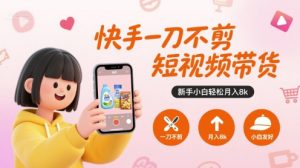 快手一刀不剪短视频带货,新手小白轻松月入8k-润泽资源库