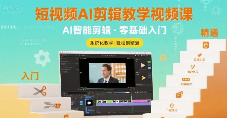 短视频AI剪辑教学视频课，入门到精通-润泽资源库