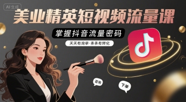 美业精英短视频流量课，掌握抖音流量密码，天天有询单，条条有转化-润泽资源库