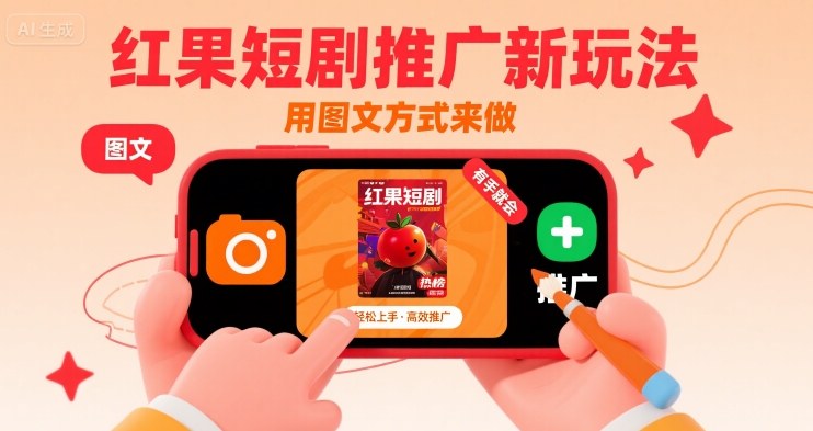 红果短剧推广新玩法，用图文方式来做，有手就会-润泽资源库