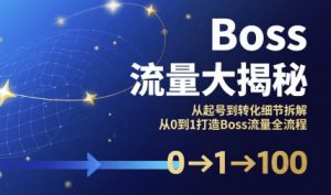 Boss流量大揭秘,从起号到转化细节拆解,从0到1打造Boss流量全流程-润泽资源库