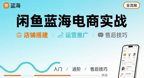闲鱼蓝海电商实战，店铺搭建运营售后全流程-润泽资源库