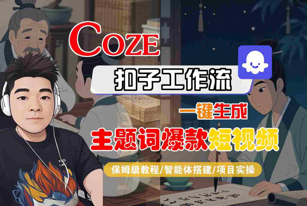 COZE扣子工作流一键生成主题词爆款短视频，保姆级教程-智能体搭建-项目实操-润泽资源库