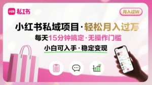 小红书私域项目 月入过W非常轻松 每天15分钟即可搞定，无任何操作门槛，小白可入手-润泽资源库