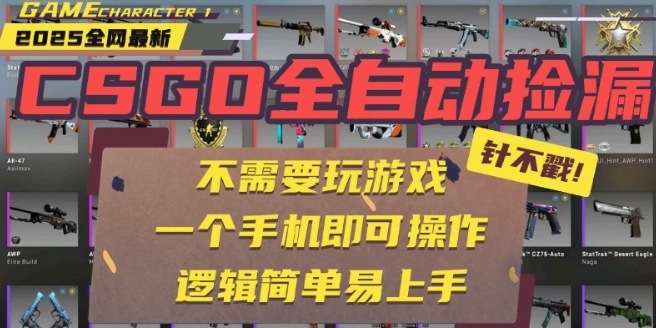 CSGO自动捡漏项目，最新独家玩法，一个手机即可操作，新手小白轻松月入1W+，操作简单易上手【揭秘】-润泽资源库