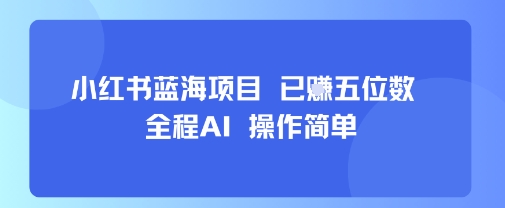 小红书蓝海项目，全程AI，操作简单，已挣五位数-润泽资源库