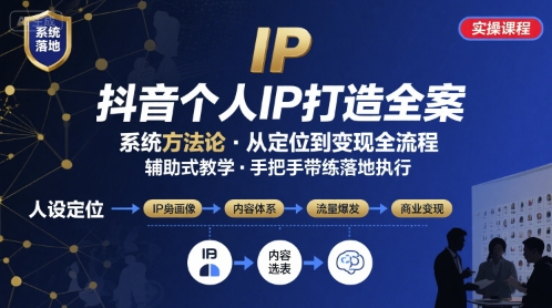 抖音个人IP系统落地实操大课，实操课程，辅助落地-润泽资源库