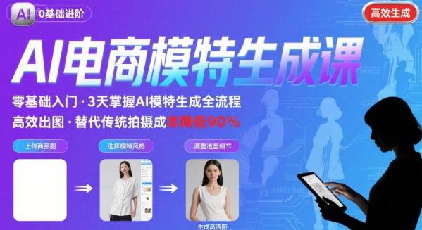 AI模特进阶课程，0基础高效生成逼真电商模特图-润泽资源库
