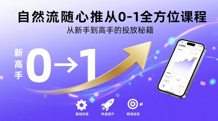 自然流随心推从0-1全方位课程，从新手到高手的投放秘籍-润泽资源库