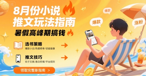 8月份小说推文玩法指南，暑假高峰期搞钱-润泽资源库