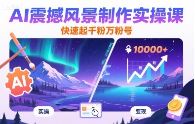 AI震撼风景制作实操课，快速起千粉万粉号-润泽资源库