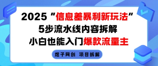 2025信息差暴利新玩法，5步流水线内容拆解，小白也能入门爆款流量主-润泽资源库