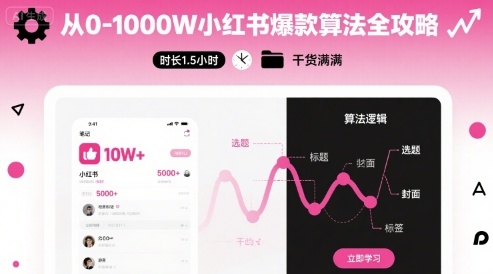 从0-1000W小红书爆款算法全攻略，时长1.5小时，干货满满-润泽资源库