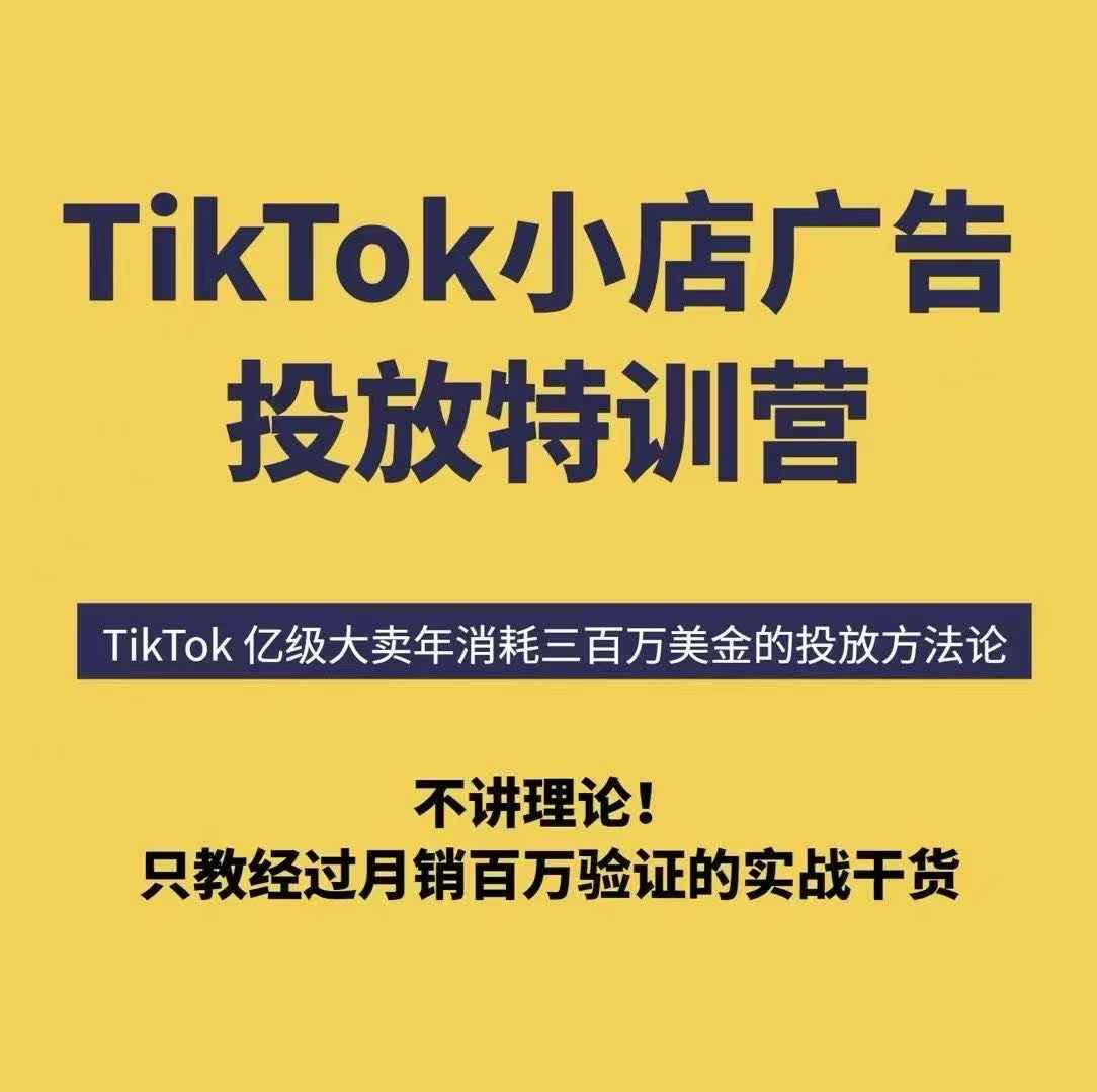 TikTok小店广告投放特训营，6天破局计划专治各种“投不动”，教你经过月销百万验证的实战干货-润泽资源库