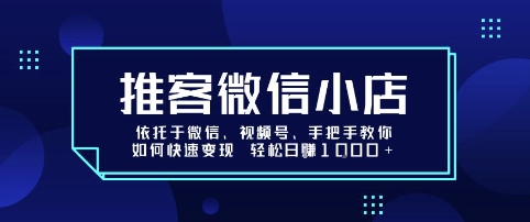 推客微信小店依托于微信、视频号，手把手教你如何快速变现 轻松日入1k+【揭秘】-润泽资源库