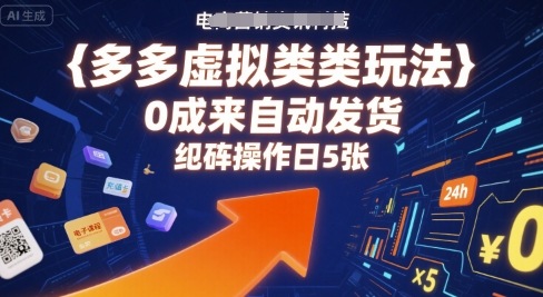 多多虚拟类目玩法，0成本全自动发货，矩阵操作日5张-润泽资源库