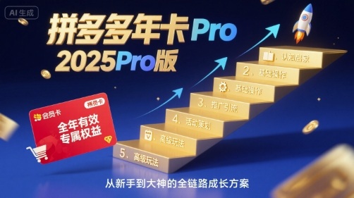 拼多多年卡2025Pro版，五大板块从认知到基础、从推广到活动、从活动到玩法-润泽资源库