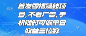 首发零撸挣钱项目 不看广告 手机随时可做 单日收益三位数【揭秘】-润泽资源库