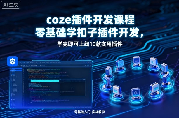 coze插件开发课程，零基础学扣子插件开发，学完即可上线10款实用插件-润泽资源库