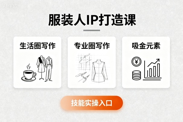服装人IP打造课，文案创富+生活圈写作+专业圈写作+服装人专属+吸金元素+技能实操-润泽资源库