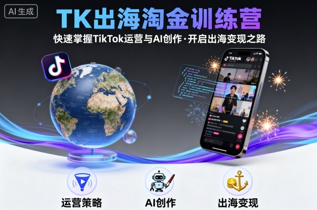 TK出海淘金训练营，助你快速掌握TikTok运营与AI创作，开启出海变现之路-润泽资源库