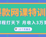 爆款网课特训营,一套课程打天下,网课变现的10个实操法,月收入3万到10万-润泽资源库