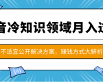 抖音冷知识领域月入过万项目，不适宜公开解决方案 ，抖音赚钱方式大解析！-润泽资源库