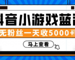 赚钱计划:抖音小游戏蓝海项目,无粉丝一天收入5000+-润泽资源库